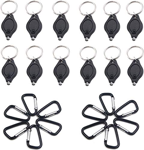 RaySoar (Pack of 12) Ultra Bright Mini LED Keychain Flashlight, Key ring Flashlight, Keychain LED Flashlight, LED Keychain Light With Extra (Pack of 12) Carabiner Clip Hook-Black RaySoar (Pack of 12) Ultra Bright Mini LED Keychain Flashlight, Key ring Flashlight, Keychain LED Flashlight, LED Keychain Light With Extra (Pack of 12) Carabiner Clip Hook-Black