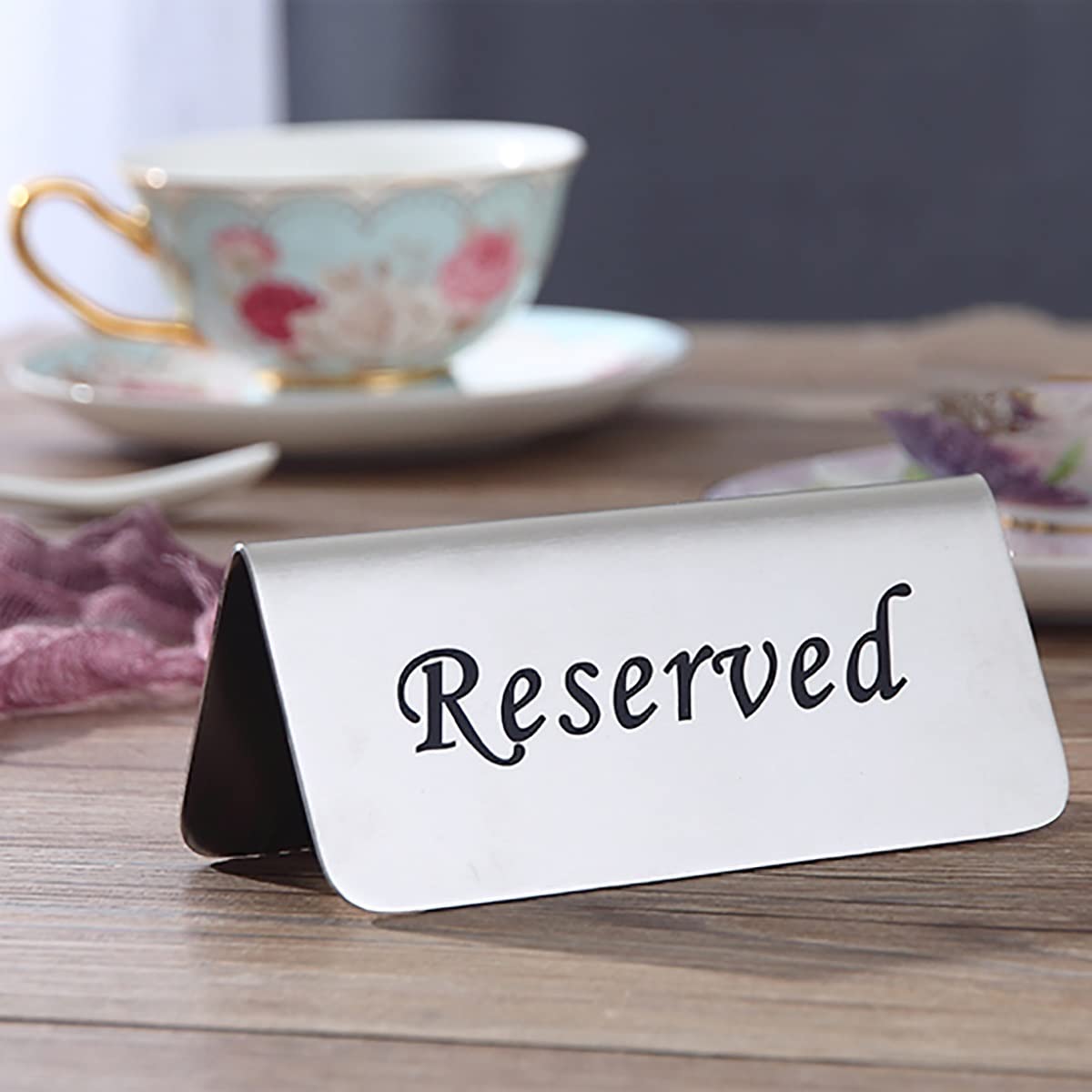 Tarjetas de ubicación, números de Mesa, letreros de Mesa reservados de Acero Inoxidable Plateados de 5.1 x 2.36 Pulgadas, Paquete de 10/20/50/100, 50 Unidades