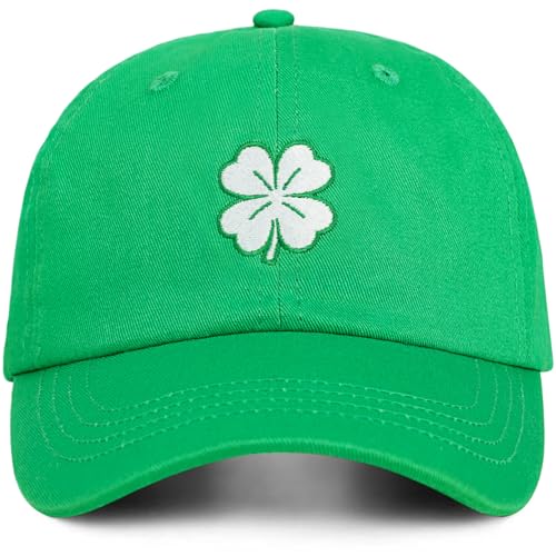 Lucky Clover Shamrock Hats - Trends Green Baseball Cap for Women Men, Cotton Plain Baseball Caps Adjustable Casual Wear