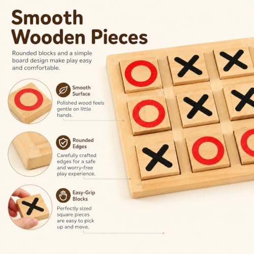 Juego de mesa Pedolini Tic Tac Toe de madera 5.9 in miniatura 4