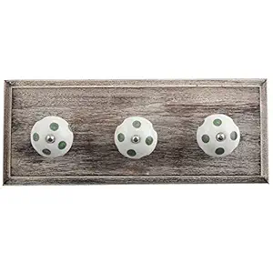 Indian-Shelf Wood Wall Hangers- White Wall Hooks- Dot Wall Hangings- Door Hanging Hook- Key Chains Holder for Wall- Hangers for Clothes Hanging in Wall- Cloth Hanger- Door Hanger - 4 Pack[4