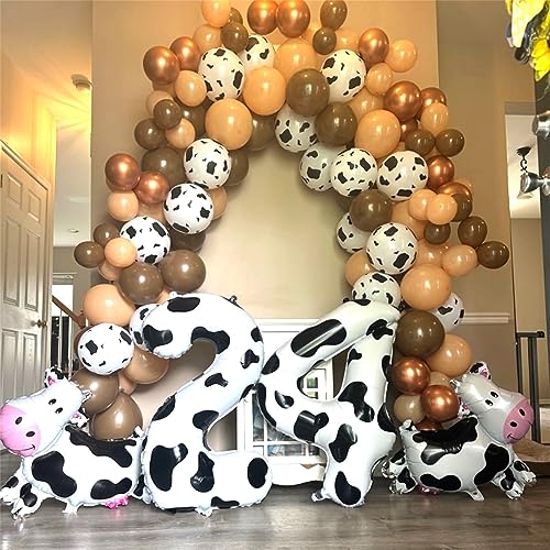 Image of Isndare Cow Print Number 1 Balloon, 40 Inch, Self Sealing, Aluminum, Unisex, Birthday Decoration Supplies