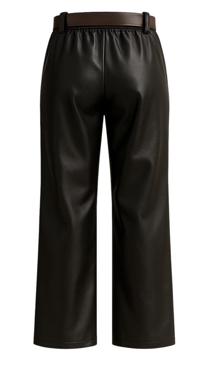 Mississhop Damen Hose aus Kunstleder mit Gürtel