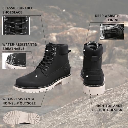 Image of Mens Snow Boots Fur Lined Hiking Boots Waterproof Anti-Slip Outdoor Climbing Shoes