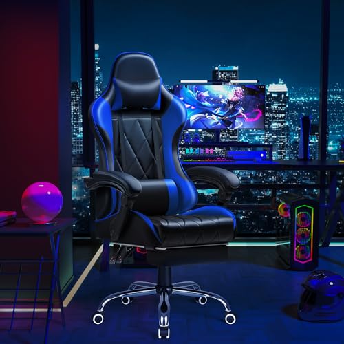 Shahoo-Gaming-Chair-with-Footrest-and-Massage-Lumbar-Support-Ergonomic-Computer-Seat-Height-Adjustable-with-360Swivel-and-Headrest-Blue