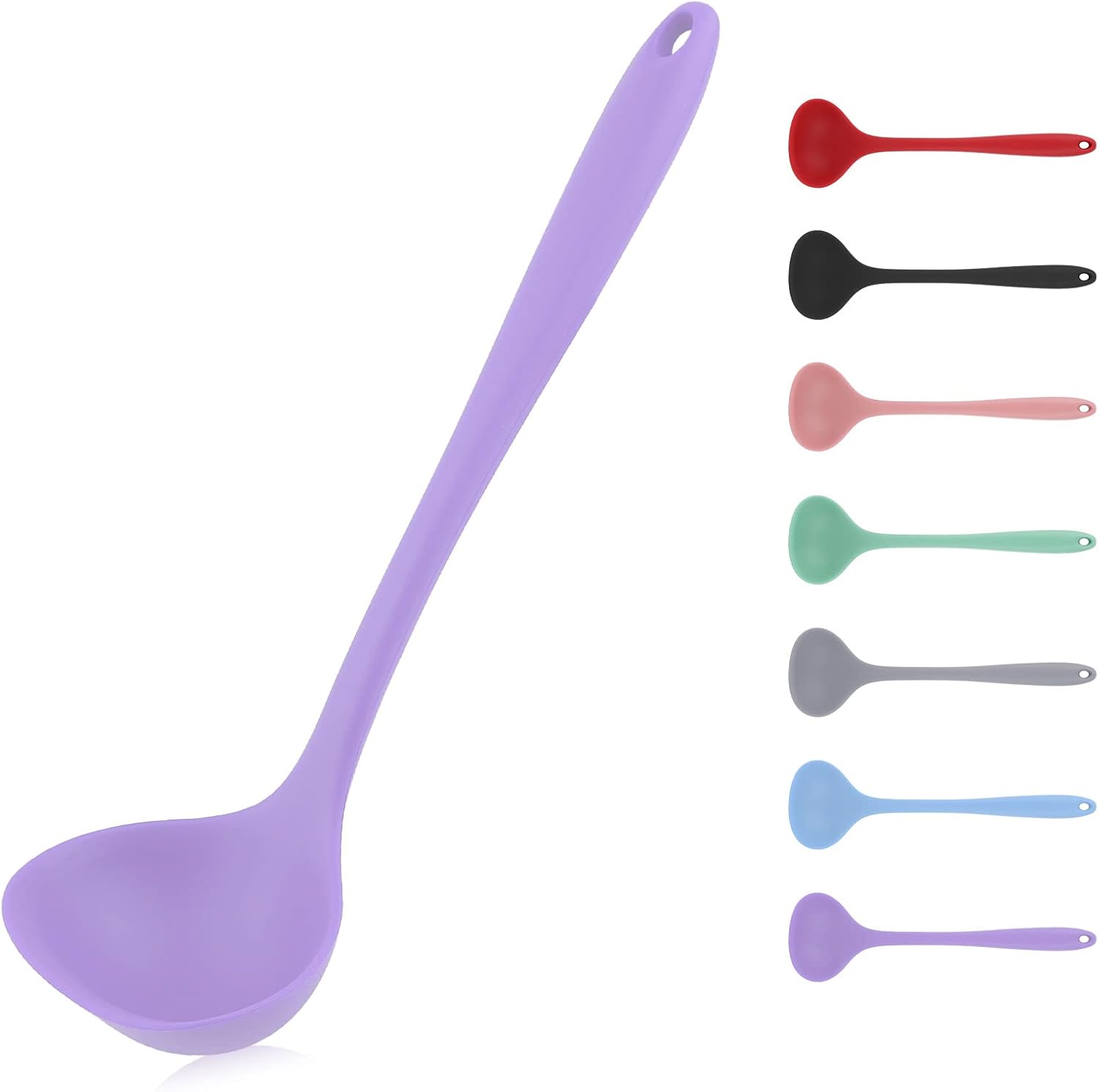 Soup Ladle, Seamless Spoon for Cooking, Silicone Ladle, Non