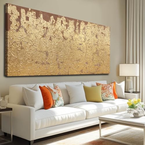 Image of VAYIMDH Abstract Canvas Wall Art Gold Wall Painting Contemporary Home Wall Decor 29 inchx58 inch Large Artwork for Living Room Office Decor