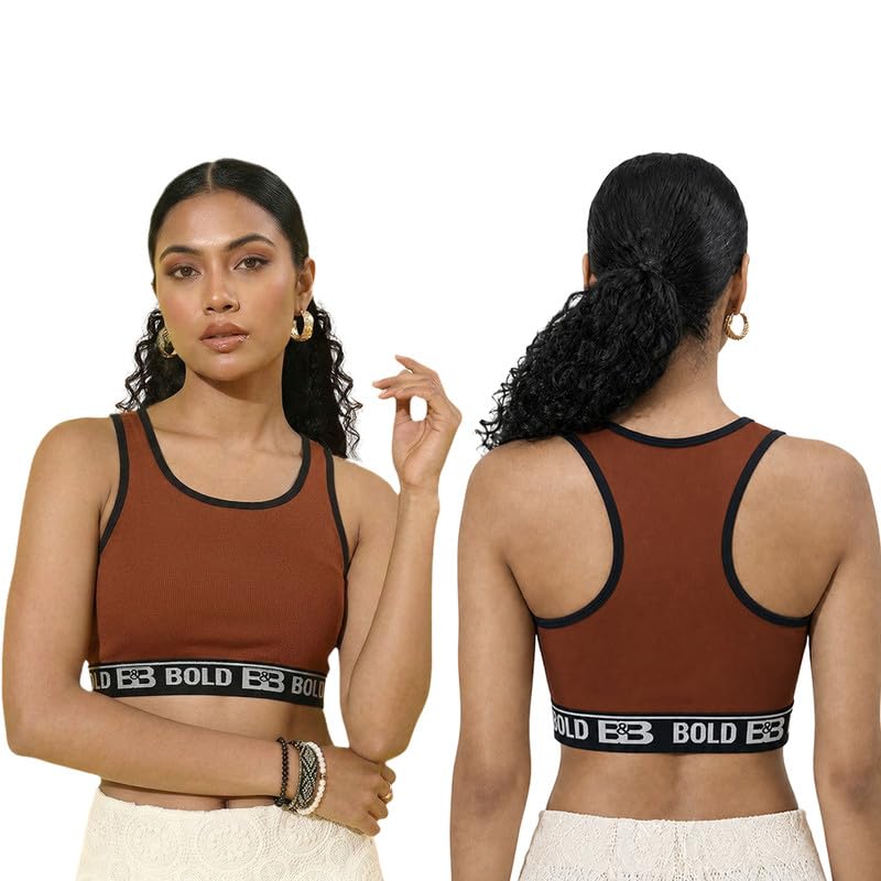 bold & beauty Women Cotton Blend Sports Bra Racerback Wire-Free Non-Padded U Neck Medium Support Gym Yoga Bra (Pack of 1)-picture-38