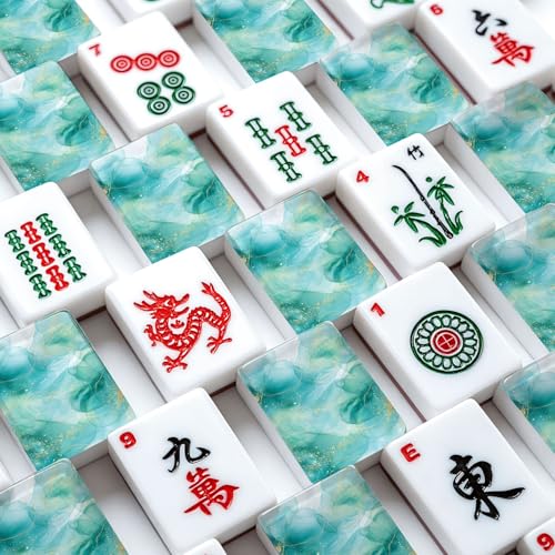 Set de Mahjong Americano con 166 fichas acrílicas y accesorios miniatura 4