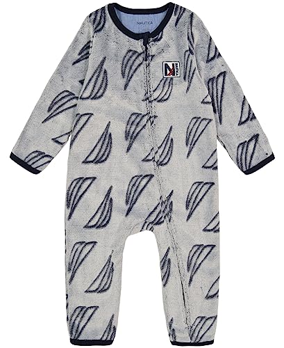 Nautica Baby Boys Coverall, Zipper Closure, Everyday Casual Wear, Ultra-Soft & Comfortable Fit, Blue Print