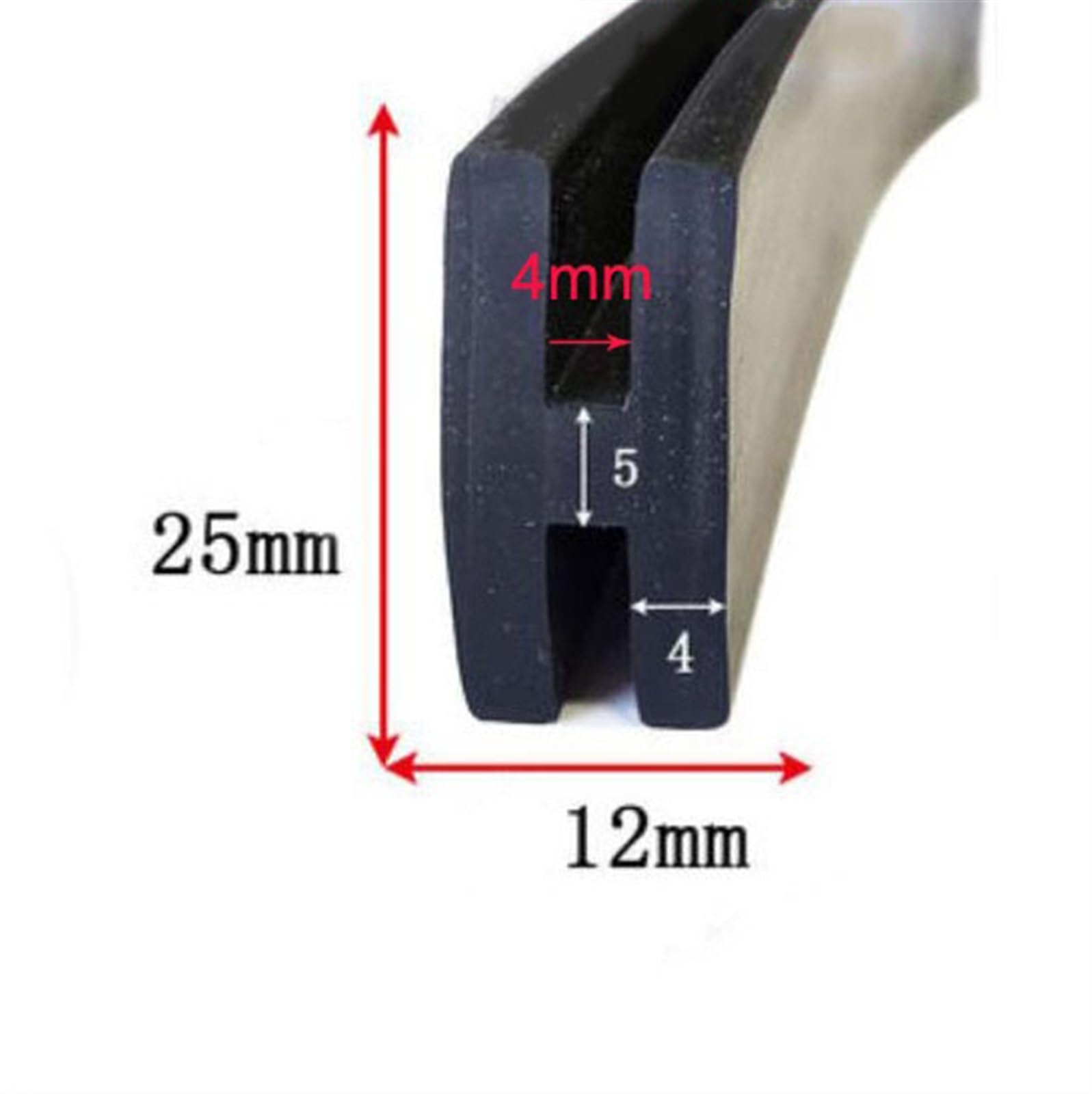Gap Solid Weatherstrip Glass Shock Absorption Strip Aluminum Profile Caulking Strip H Type Rubber Seal Strip 1 Meter Strip excluder (Size : 12x25mm)
