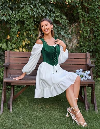 Image of Scarlet Darkness Women Renaissance Corset Pirate Bustier Top Bodice Bodyshaper Deep Green Size 16