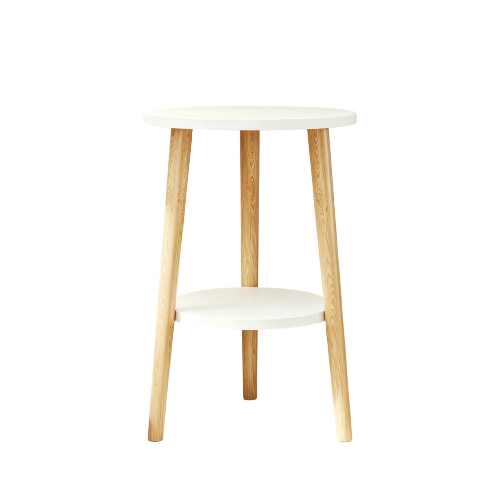 GWZHQIF Minimalist Three-Leg End Table, Sofa Side Accent Table with Storage Shelf, Compact Nightstand for Bedroom Living Room Balcony(Color:white)