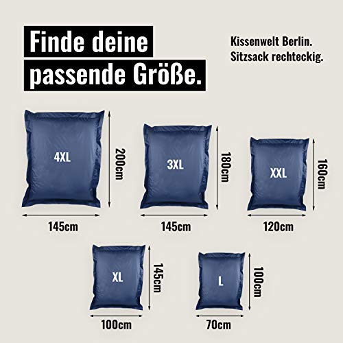 KABA SALES Sitzsack Rechteckig Bean Bag Riesensitzsack 16 Farben Sitzkissen Kinder Indoor Outdoor Lounge (3XL, Marine) – Bild 7