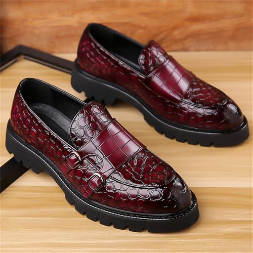 Men's Slip-On Patent Leather Platform Loafers with Double Buckle Classic Penny Loafers Dress Driving Moccasins Fashion Boat Shoes3