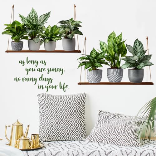 Vinilo decorativo hoja planta verde para pared 30x90 cm