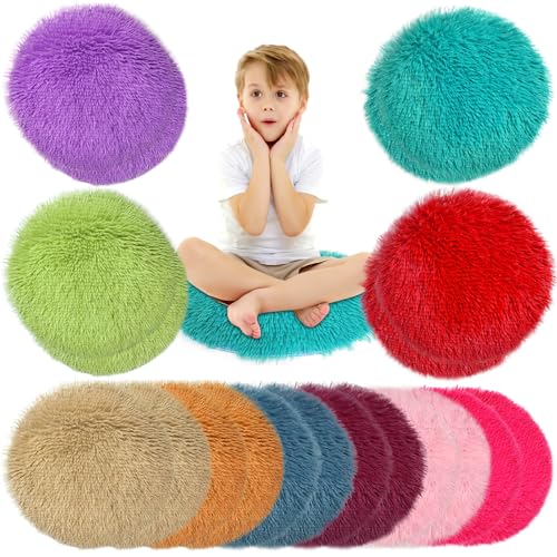 YEXEXINM 20 Pack Kids Crazy Carpet Circle Seats 16 Inch Round Floor Mat Kids Floor Cushions Soft Colorful Educational Classroom Rug for School Home Group Activity Learning Marker Playing Areas