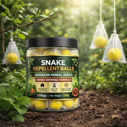Image of Herbal Snake Repellent Balls - Advanced Natural Protection Formula for Indoor & Outdoor Use | Long Lasting Snake Deterrent for Home, Garden, Farm & Warehouse | Easy-to-Use Pest Control Sachets | 12 Bags (Pack of 1)