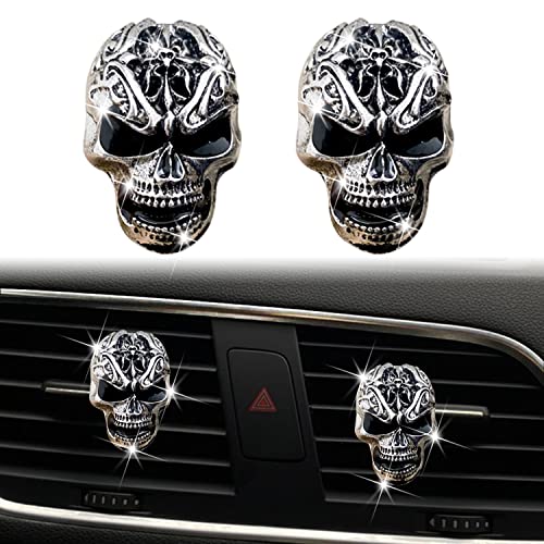 2 Pcs Cute Skull Vent Clips, Skull Head Car Air Fresheners, Car Interior Decor