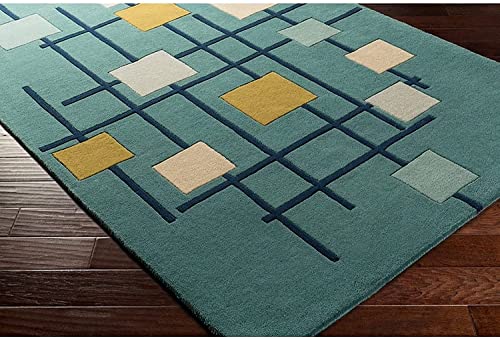 Image of Export Quality Handtufted Woolen Carpet for Living Room Bedroom & Hall - Color - Aquamarine /Multi - Size - 9 x 12 Feet