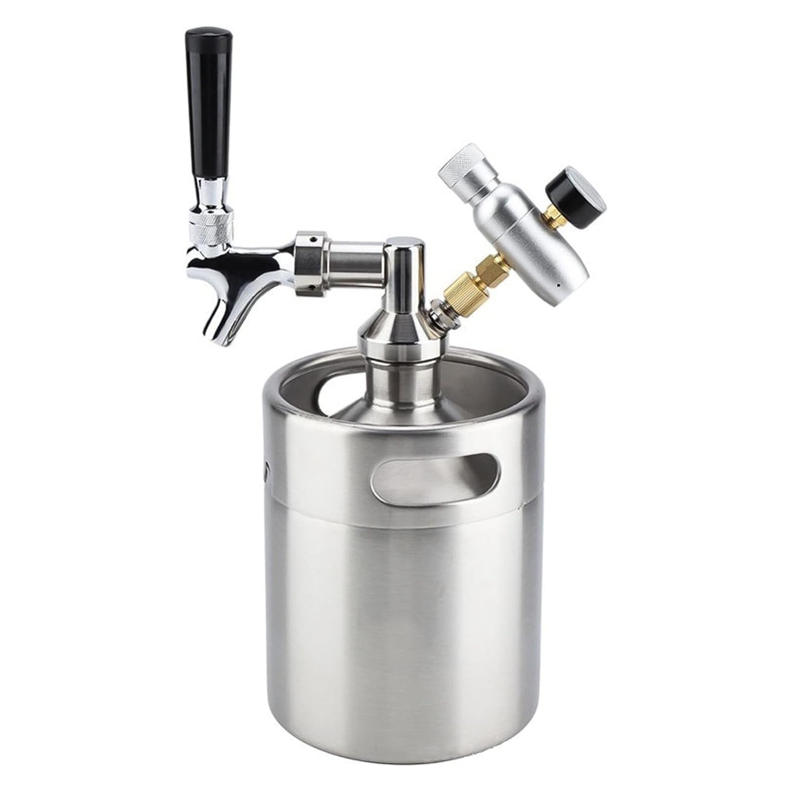 IxapA Pressurized Beer Keg, 2L/4L/5L Mini Stainless Steel Keg Drink Dispenser Portable Coffee Beer Keg Barrel Keeps Carbonation, for Craft Beer, Draft and Homebrew (A 2L)