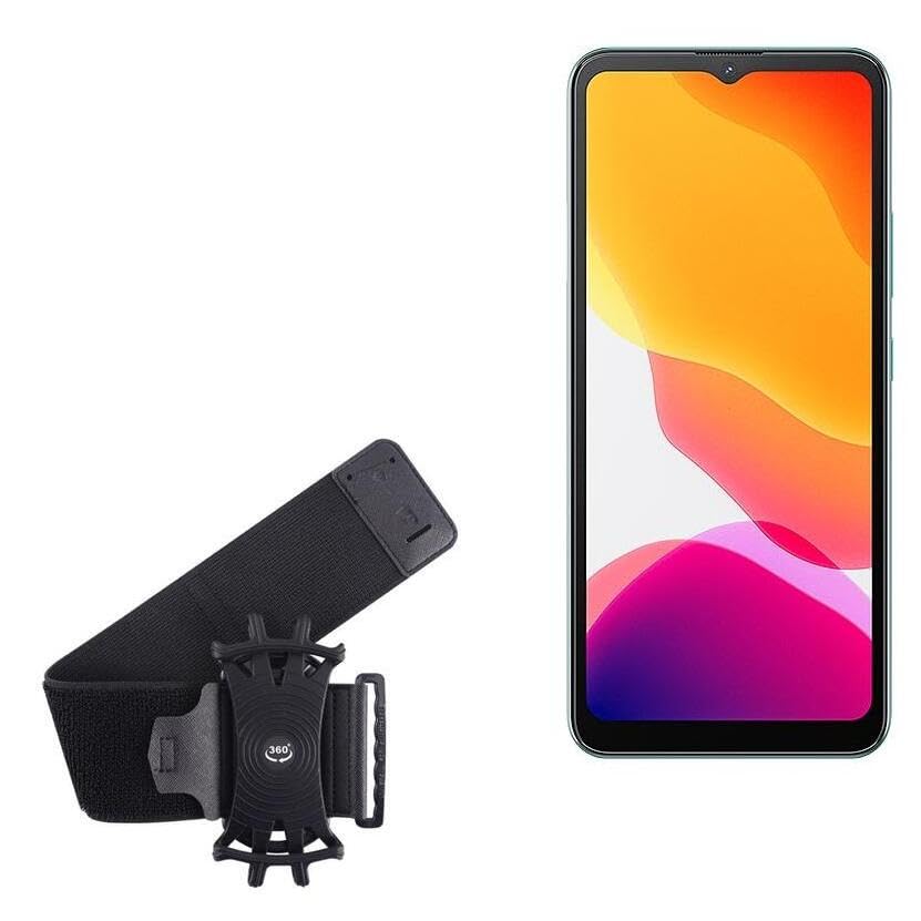 BoxWave Holster Compatible with Cubot Note 21 - ActiveStretch Sport Armband, Adjustable Armband for Workout and Running - Jet Black