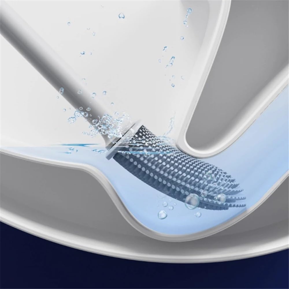 Scopino da parete con supporto, spazzola per la pulizia del bagno in plastica per una facile manutenzione igienica, design nero elegante per case moderne