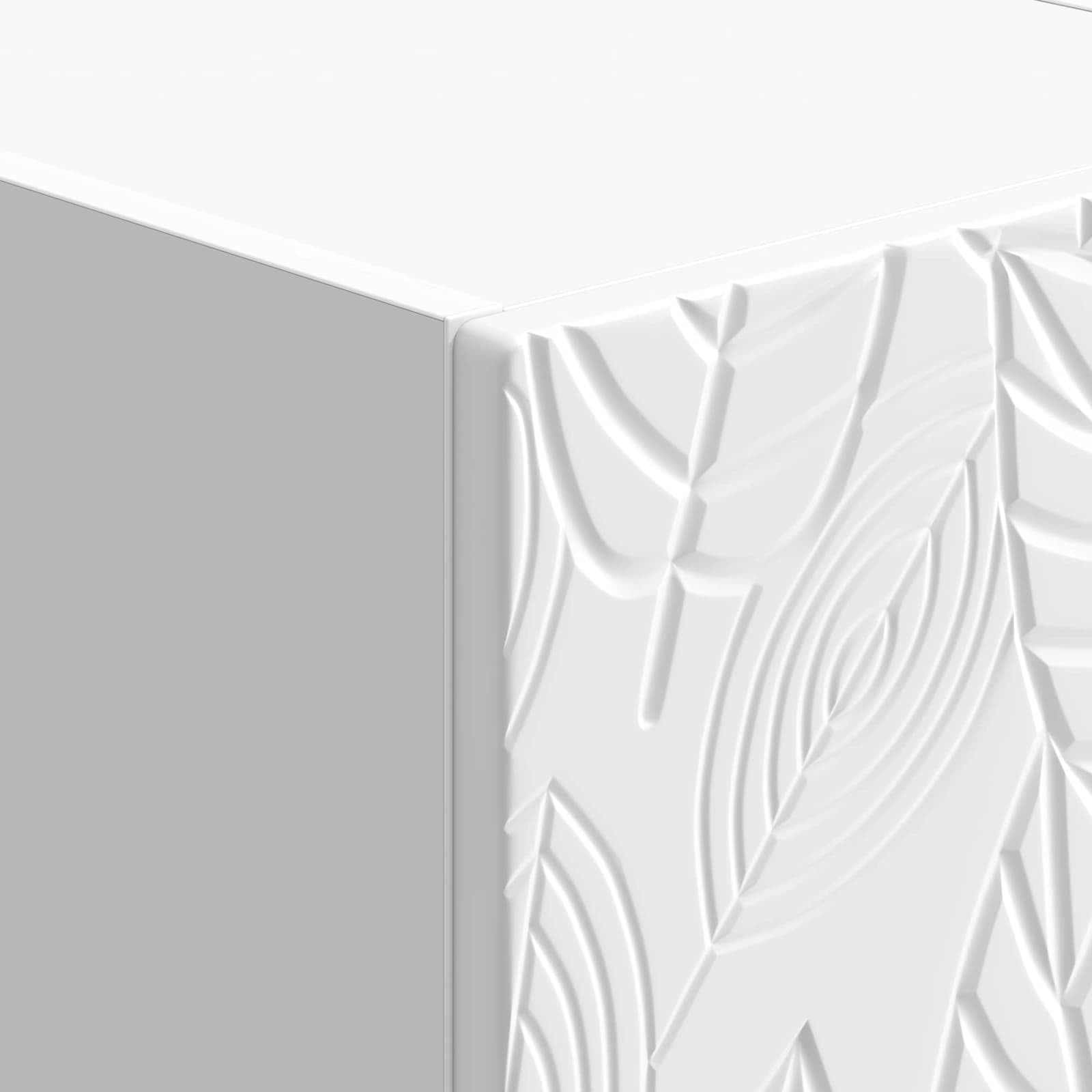 Consolle da parete con cassetto, bianco lucido, 59 x 34,5 x 17 cm, comodino sospeso in legno, moderno tavolo da parete salvaspazio per soggiorno, corridoio e camera da letto