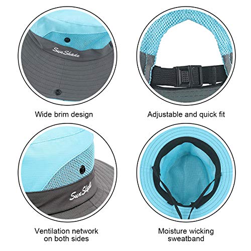 Image of Sun Hats for Women Beach Hat Ponytail Hat Womens Sun Hat with UV Protection Wide Brim