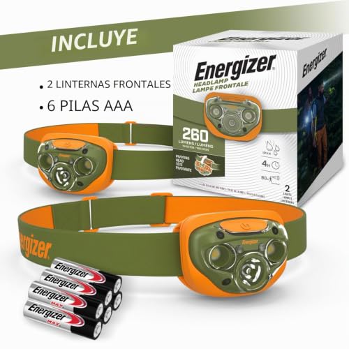 Linterna frontal Energizer Vision HD+ pack de 2 focos LED regulables 8
