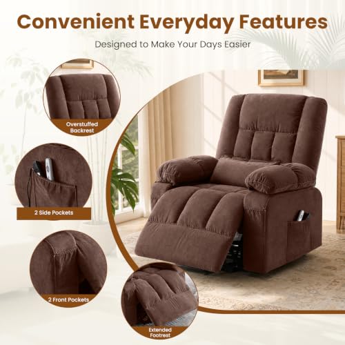 Image of BOSMILLER Electric Power Lift Recliner Chair Sofa with Massage and Heat for Elderly,Lift Chair with Front Pocket & Side Pockets for Living Room