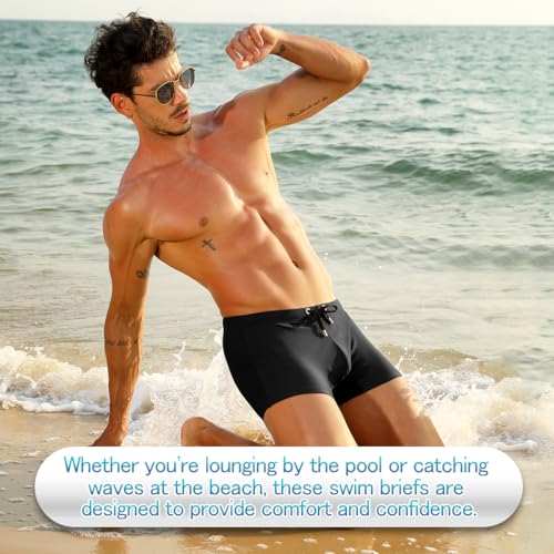 Arjen Kroos Men's Classic Solid Square Cut Swimwear Sexy Tight Swimming Trunks Tan Through Bikini Swim Briefs2