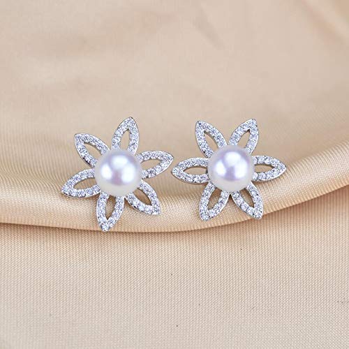 Boucles d'oreilles en perles anti-irritation en argent 925 fleur d'eau douce - 2