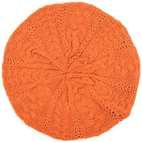 DapperWorld Women's Orange Soft Lightweight Knitted Beret Hat