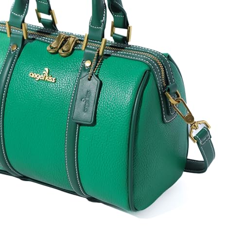 Angel Kiss Women Satchel Purses and Handbags Vegan Leather Boston Barrel Bag Top Handle Shoulder Purse with Crossbody Strap2