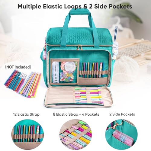Image of MYBAGZING Large Yarn Storage Bag,Crochet Bag Organizer,Yarn Bags for Crocheting,Crochet Storage Bag with Pockets for Crochet Hooks, Crochet Accessories,Knitting Bags,Gifts for Crocheters