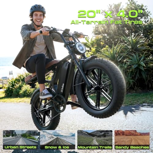 Image of SISIGAD Electric Bike for Adults, 2000W Peak Motor E Bike with 48V Removable Battery, 65-120 Miles Range Electric Bicycle, 20 * 4 inch New All-Terrain Ebike with 7 Speeds, Full Suspension