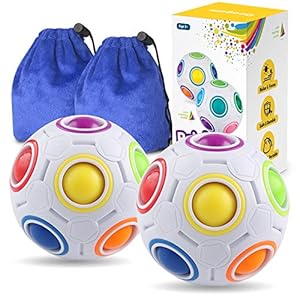 Coogam Rainbow Puzzle Ball Pack with Pouch Color-Matching Game Fidget Toy Stress Reliever Magic Ball Brain Teaser for…