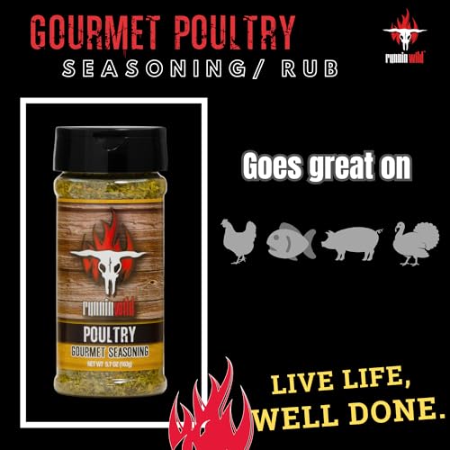 Image of Gourmet Poultry Seasoning - All-Purpose Chicken & Turkey Rub with Garlic, Lemon & Spices | Premium No-MSG added Blend for Roasting, Grilling, Smoking, Rotisserie, Pork & Fish | Small-Batch by Runnin' Wild Foods, 5.7 oz