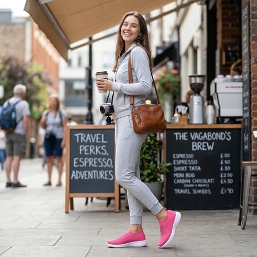 Image of konhill Womens Walking Shoes Slip On Sneakers Breathable Mesh Lightweight Casual Footwear for Daily Commute