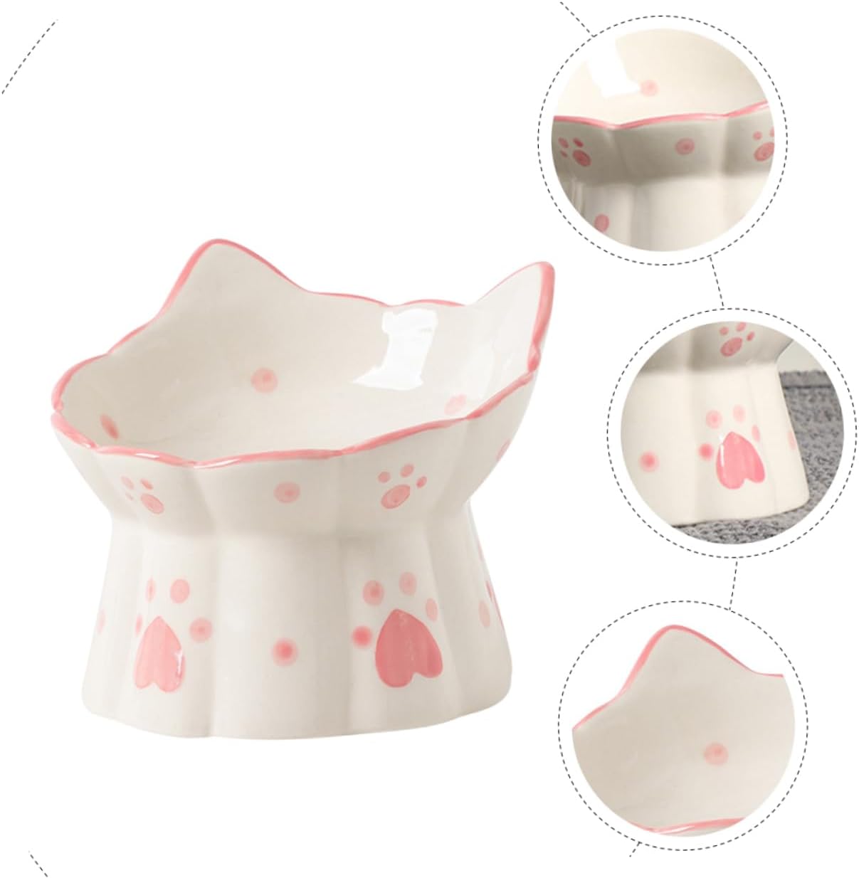 YARNOW 2pcs Elevated Ceramic Cat Bowls for Comfort Stability Neck Design for Indoor Feeding Drinking Spill Pet Feeding
