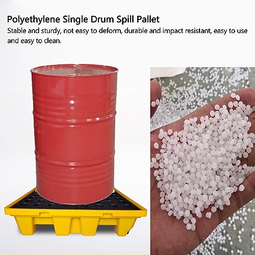 PFCDZDU Spill Containment Platform, Polyethylene 2 Drum Leakproof Pallet, Industrial Anti Slip Tray with Drain & Forklift Pockets, High Load Capacity (Color : Yellow-1 Pack, Size : 51.2