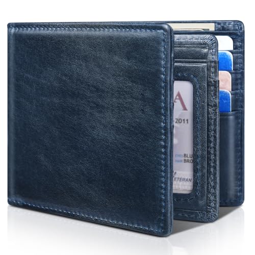 Image of Artpaxy Mens Wallet Bifold Genuine Leather RFID Blocking Wallet for Men with 1 ID Window 15 Card Holders 2 cash pockets 1 Gift Box