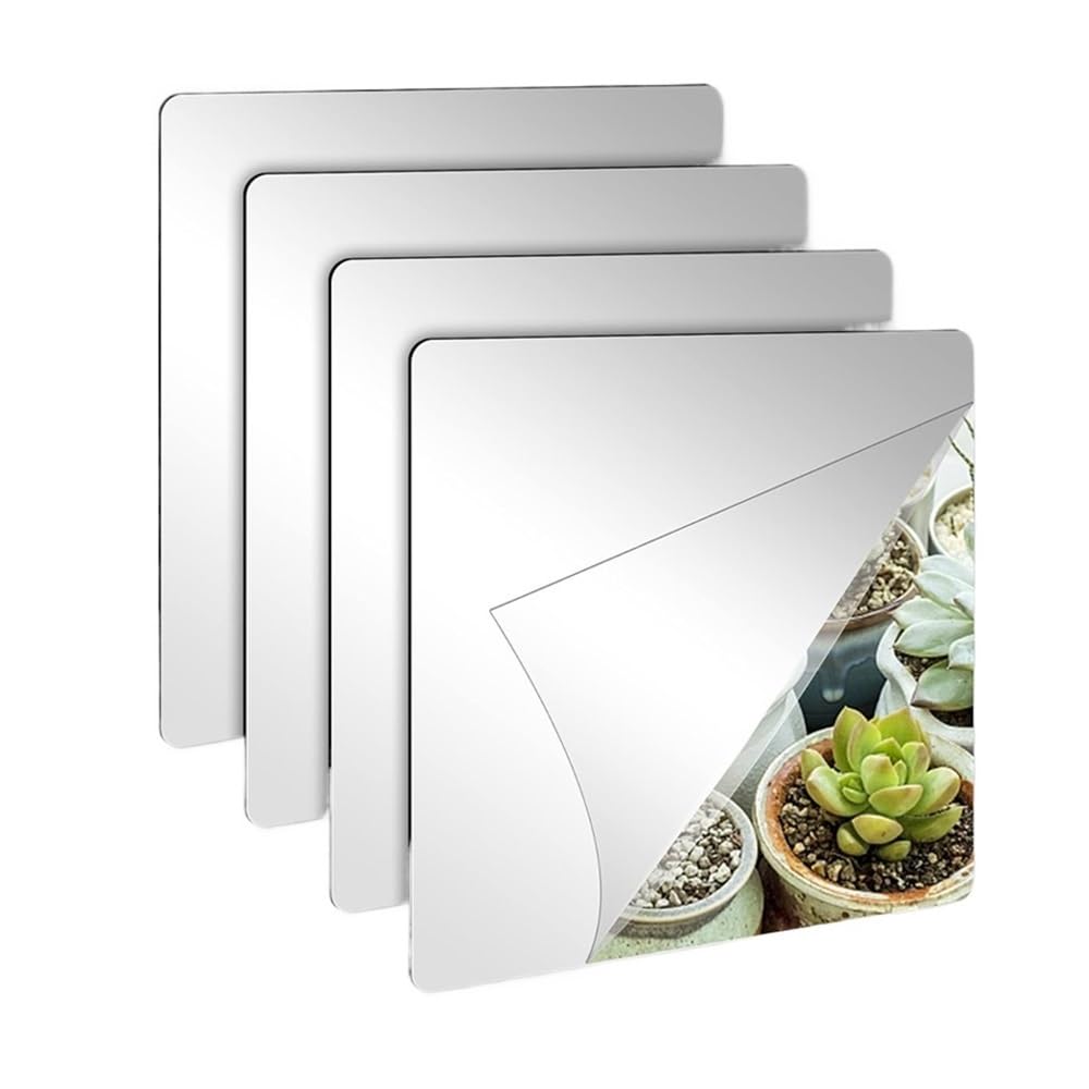 Dazhua 4Pcs Self-Adhesive Acrylic Mirror Tiles for Bathroom Shower Makeup