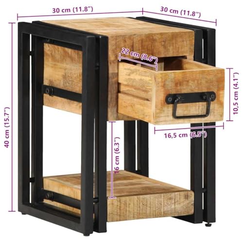 Table de chevet en bois de mangue compacte pour chambre manquant de rangement