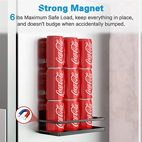 Image of Magnetic Spice Rack, Strong Magnetic Shelf with 2 Removable Hooks, Perfect Space Saver for Small Kitchen /Apartment, Awesome Metal Cabinet for Holding Spices, Jars, Bottle, Beverage(Black)