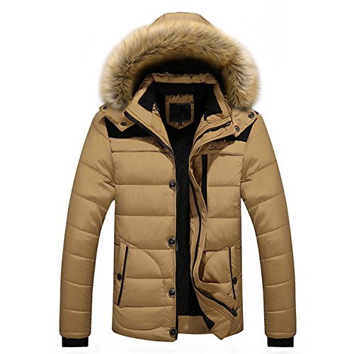 Longra Hombre Invierno Abrigo, Chaqueta de Invierno para Hombre,Ligero Chaqueta Abajo de Invierno Rompevientos Chaquetas de Pluma (M, Caqui) (por Favor agregue Dos tamaños para Comprar)