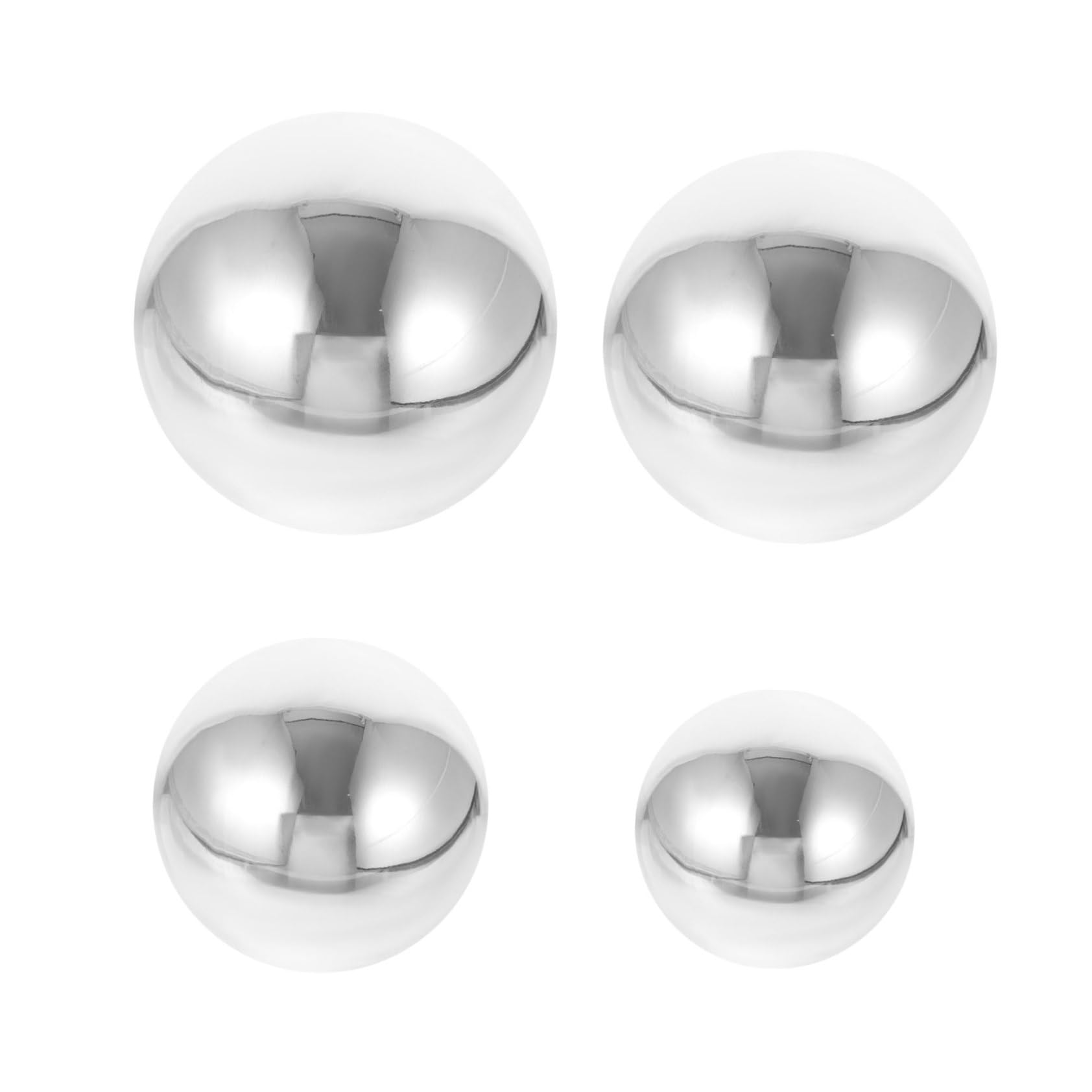 Sosoport 4pcs Stainless Steel Mirror Balls Decorative Orbs for Garden Home Mall Decor