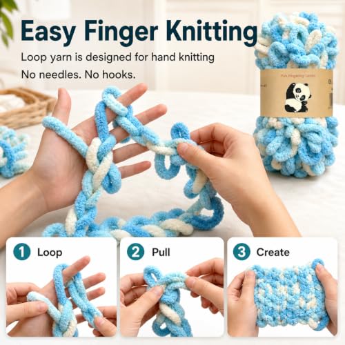 Image of Loop Yarn 5Packs,Shenlin Chunky Chenille Yarn for Hand Knitting Baby Blanket,Machine Washable Polyester Fluffy Thick Bulky Yarn for Scarfs,Craft Projects
