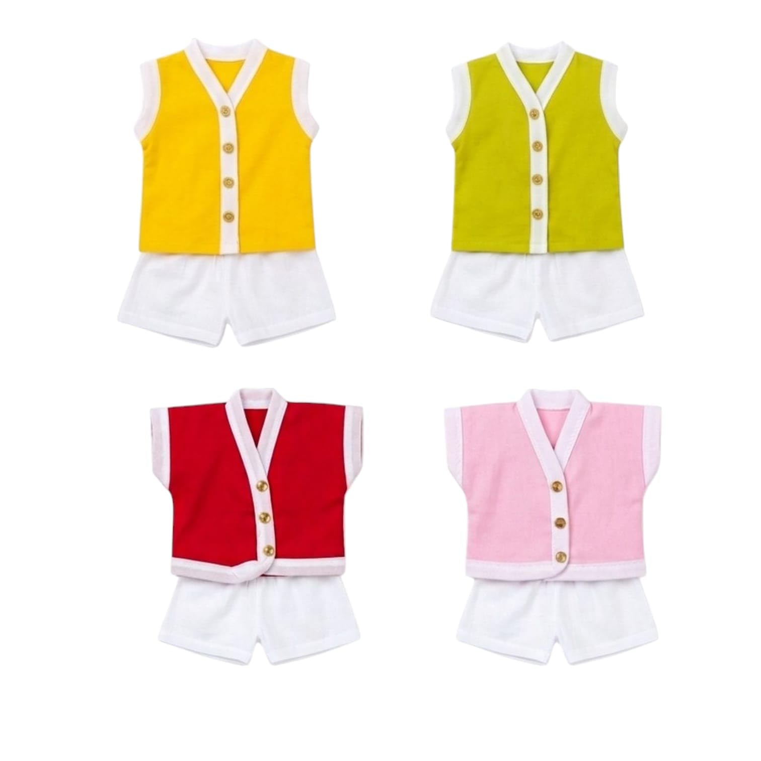 Kanha Ji Summer Wear Pure Cotton Kurta Pajama Dress | Soft Comfortable Night Suit for Laddu Gopal | Pack of 4 | Multicolor-image-20